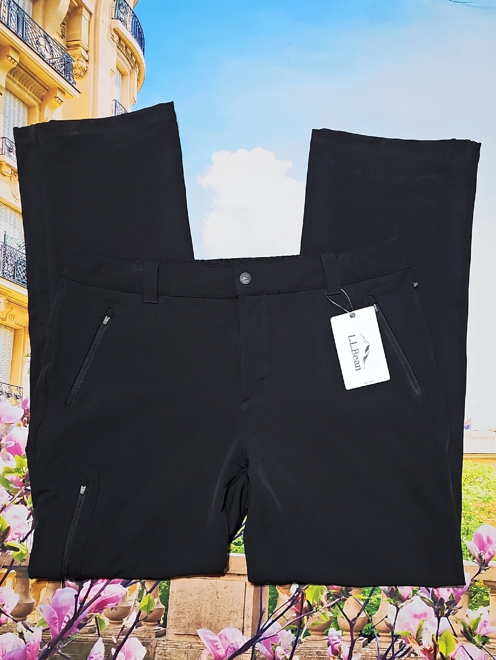 L.L. Bean Black Straight-Leg Outdoor Cargo Pants Tall Size 16 New